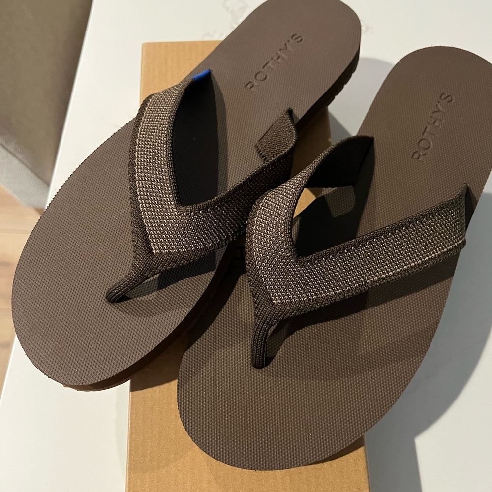 Rothy's Brown Flip-Flop Sandals with Wide Straps